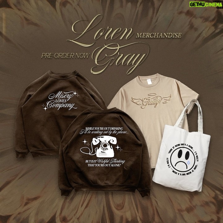 Loren Gray Instagram - hello my loves!! i heard u loud and clear when u said u wanted merch and i am so happy to say that you can preorder ‘guilty’ merch now on my website (: send me pics if u get any!! 🤍