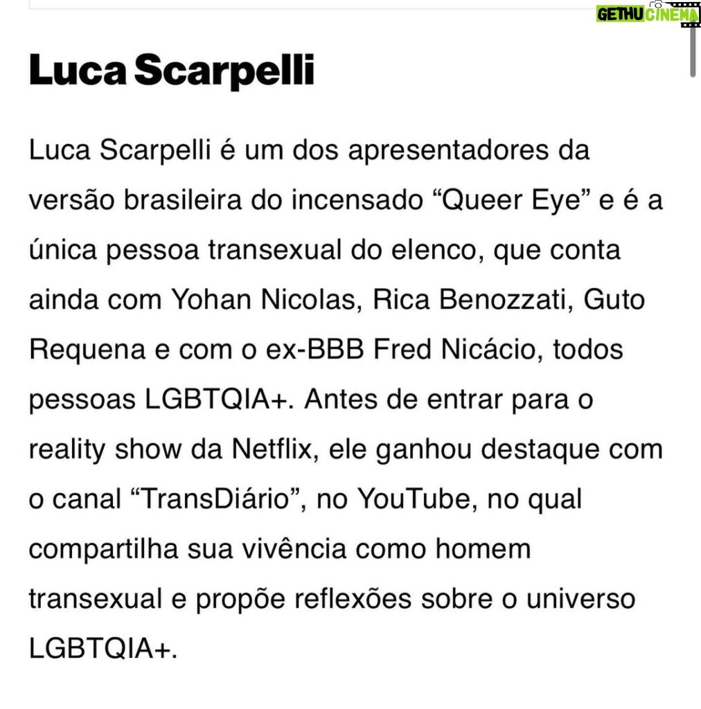 Luca Scarpelli Instagram - mãe, eu sai na @billboardbr 😍 estou entre 30 pessoas trans, travestis e não bináries de destaque acima dos 30 anos :) link nos stories :)