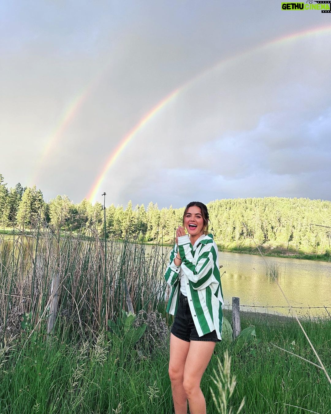 Lucy Hale Instagram - 34 🌈 Thank you all so much for the birthday love! Yesterday I was reminded that sometimes you have to chaotically pull over to the side of the road in one of your favorite places on the planet and risk thorns in your shins and bugs in your eyes, all for the sake of capturing a moment. last year taught me that if I stopped running and started asking the right questions, true answers would follow. While it wasn’t all smiles and rainbows, 33 was hands down the best and most transformative one yet. I am at peace today, knowing that I’m just figuring it out as I go, and sometimes life doesn’t need to be more complicated than that ♥️