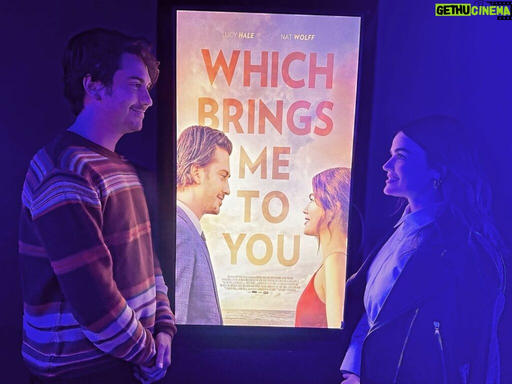 Lucy Hale Instagram - Which Brings Me To You is in theaters today! Thank you so much to our incredibly talented and hardworking cast & crew. Not one second felt taken for granted on this one ✨ Thank you to director @phutchings37. You made this experience so meaningful. Over the years you continue to surprise me with your kindness for and to everyone, no matter the circumstances. You have a heart of gold and I’m honored to have collaborated with you on this sweet story. Sweet @natandalex - acting with you is a gift and this was so special mainly because of you and who you are. Thank you to our incredible cinematographer @silvascope Claude Dal Farra and Brian Keedy at BCDF pictures, @spencerhutchingsmx for the beautiful score, HMU @cynthiavanis & Scott Hersh, authors @juliannabaggott & Steve Almond, @keithbunin, 1st AD @conrad.dlt3, production designer @adridesignsmovies, line producer @mikeb4129, Carisa Kelly wardrobe, amazing cast @xrhodge, @johngallagherjunior, @chaseliefeld, @bbritneoldfordd, @genevieveangelson, @reilly_walters, @erinruthwalker, @wardhorton (and so many others♥️)