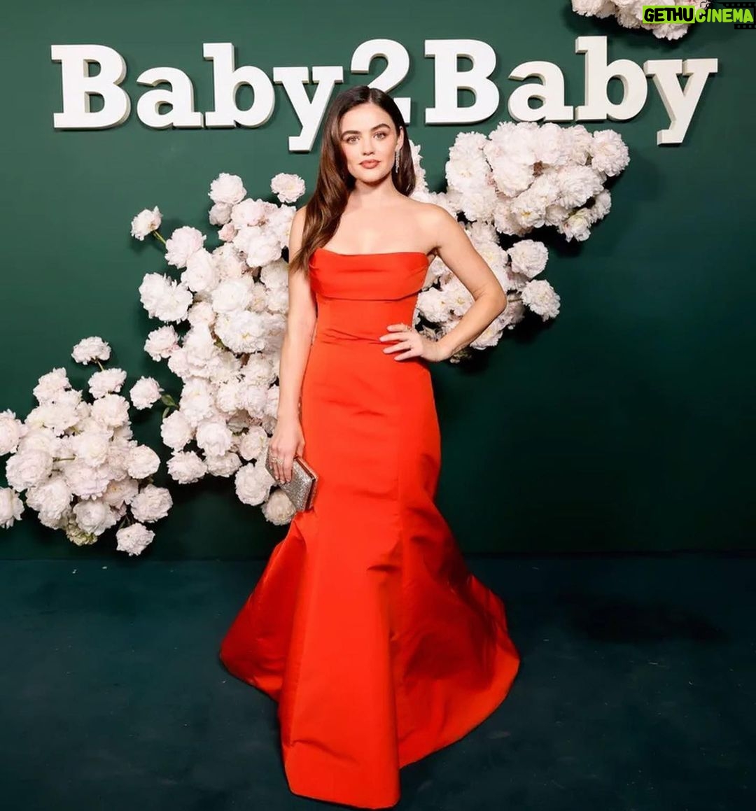 Lucy Hale Instagram - last night at the brilliant @baby2baby gala where they raised 11.8 million dollars for children in poverty. @salmahayek gave a speech that I’ll never forget stating that “all children are our children”. An inspiring room full of generosity! Thank you @moniquelhuillier for having me ♥️ @cibellelevi 📷 @mollyddickson @kdeenihan @kristin_ess @jenna_filingeri