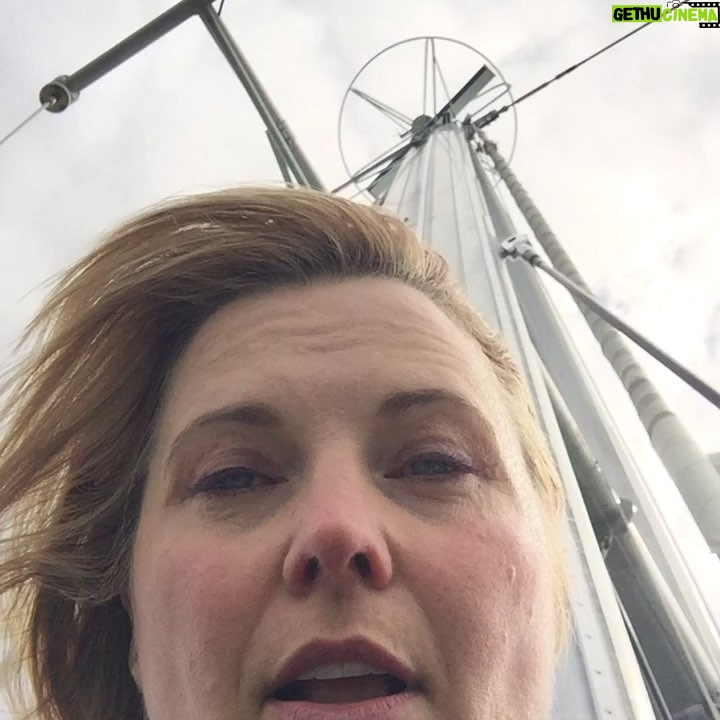 Lucy Lawless Instagram - With the absolutely frigging awesome #RainbowWarrior crew at PrincesWharf, Auckland. @greenpeacenz, you rock! In the crows nest at the top of th rigging. #maleOilHistory