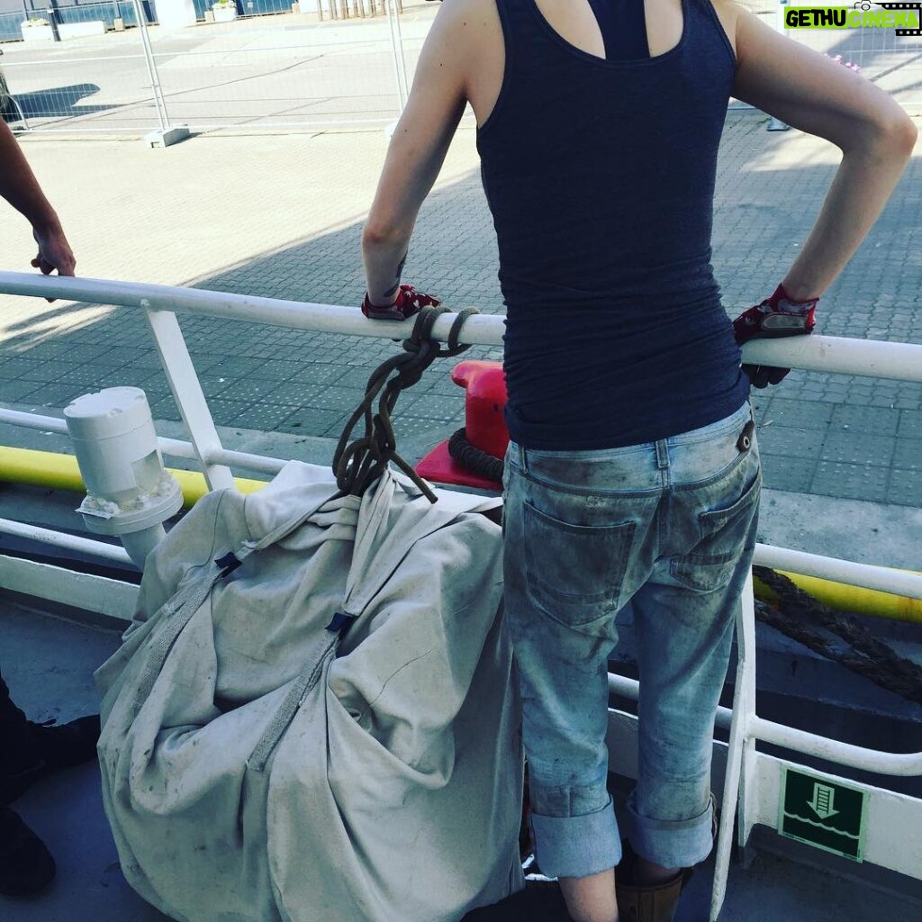 Lucy Lawless Instagram - Sini docking at Tromsø. The coolest chicks are the dirtiest. Check out the working trousers. Sini is a legend in the @greenpeace firmament. Heart of gold, indefatigable- proves that Vegans are real workhorses!
