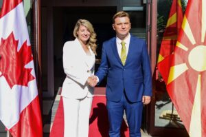 Mélanie Joly Instagram - Thank you to my friend and colleague Minister Osmani for welcoming me to North Macedonia.

Together, we are furthering our support to Ukraine amidst Putin’s invasion while ensuring the stability and security of the West Balkans.
—
Merci à mon ami et collègue Ministre Osmani de m'accueillir en Macédoine du Nord. Ensemble, nous renforçons notre soutien à l'Ukraine face à l'invasion de Poutine tout en assurant la stabilité et la sécurité des Balkans occidentaux.