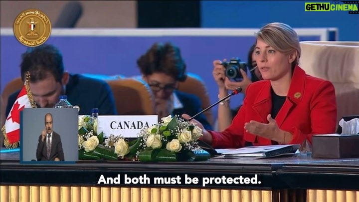 Mélanie Joly Instagram - Even in times of crisis, there are principles. And even in times of war, there are rules. Canada supports Israel’s right to self-defence. We also reaffirm our commitment to Palestinians' right to self-determination which includes a two-state solution. Cairo, Egypt