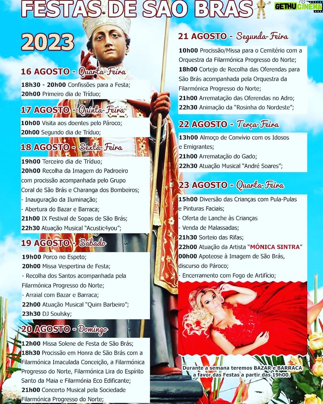 Mónica Sintra Instagram - Grande espetáculo a não perder Mónica Sintra ao vivo nas Festas de São Brás na Ilha de São Miguel 😊❤️