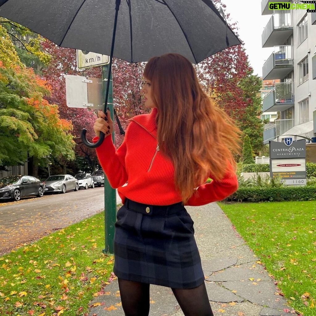 Madelaine Petsch Instagram - Outfit by @majeparis, umbrella by responsible Madelaine. #majegirls
