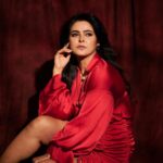 Madhurima Tuli Instagram - Red 🌶️ 😛❤️ Stylist @simstyles20 Outfit @themudy.official Accessories @the.fun.company Footwear @londonrag_in Photographer @mirajverma_photography HMU @sunny_makeup_artist #red #dress #award #grateful