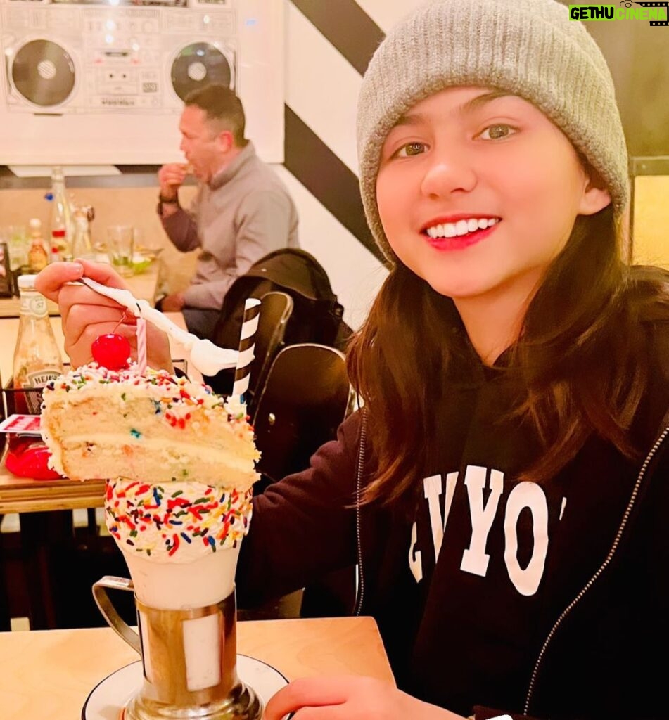 Madison Taylor Baez Instagram - 4 weeks of shooting my new Vampire Series for @showtime "Let The Right One In" is completed. I have earned this BIG DESSERT! So blessed!. 14 more weeks in NY to go and then back to to Cali. #lettheroghtonein #actress #actor #actress #actorslife #youngselenanetflix #madisontaylorbáez #selena #youngsinger #singing #singer #singers #selenaquintanilla #selena #selenanetflix #schullerkids #musician #musicislife #tikok #madisonbaezmusic #followme #schullertalent #talent #singersofinstagram