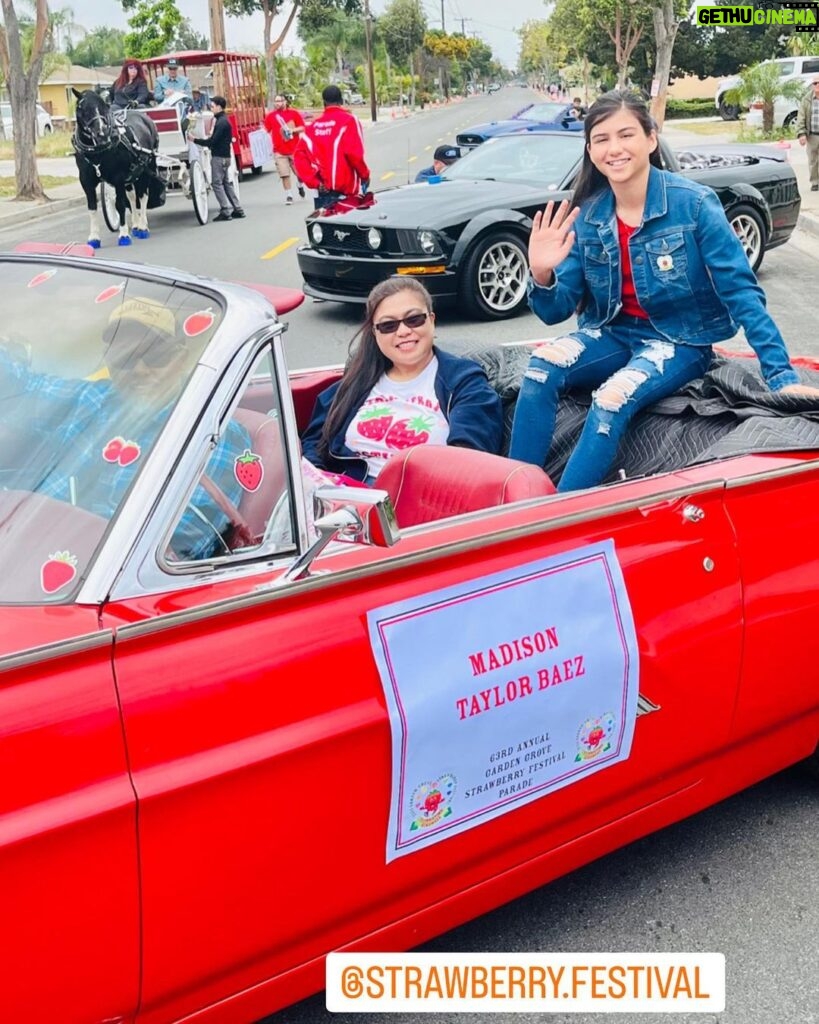 Madison Taylor Baez Instagram - Amazing day today at the Garden Grove 63rd Annual @strawberry.festival Parade. I got to wave and say hi to all the fans on the parade route which was really fun. It was a honor to be a celebrity guest for the event #gardengrovestrawberryfestival2023 #actor #singer