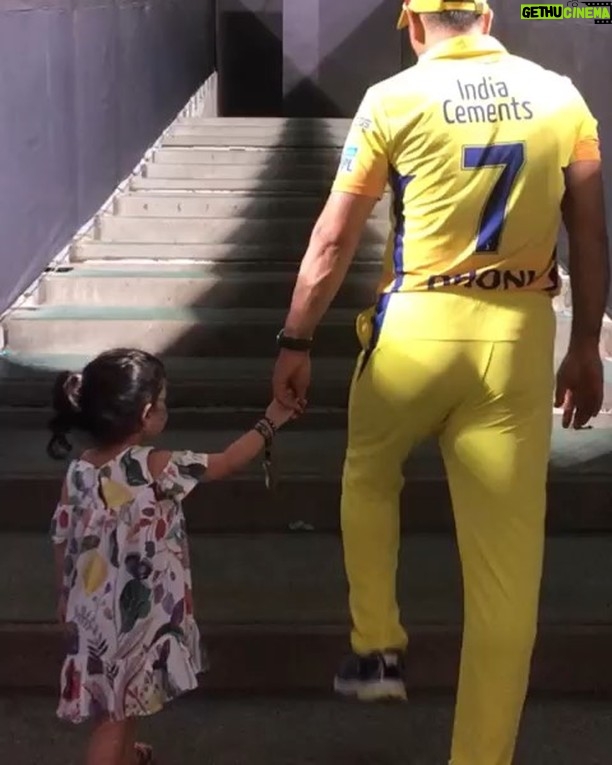 Mahendra Singh Dhoni Instagram - Ziva gives me company for the last walk to the Pune dressing room for this season.thanks a lot PUNE for supporting us and turning the whole stadium yellow,hope CSK entertained you guys enough