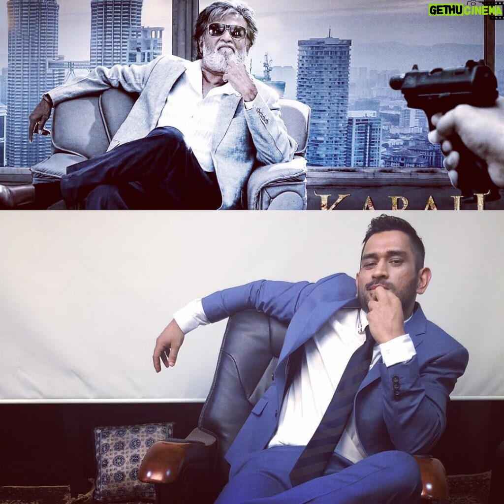 Mahendra Singh Dhoni Instagram - Tried copying the pose of The One and Only THALAIVAR