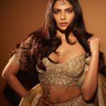 Malavika Mohanan Instagram - I think I clean up well 🐼🪔✨ Wearing @taruntahiliani @shriparamanijewels @shriramhariramjewellers 📸 @shivamguptaphotography Makeup @makeupbyanighajain Hair @nidhichang Styled by @triparnam PR @theitembomb