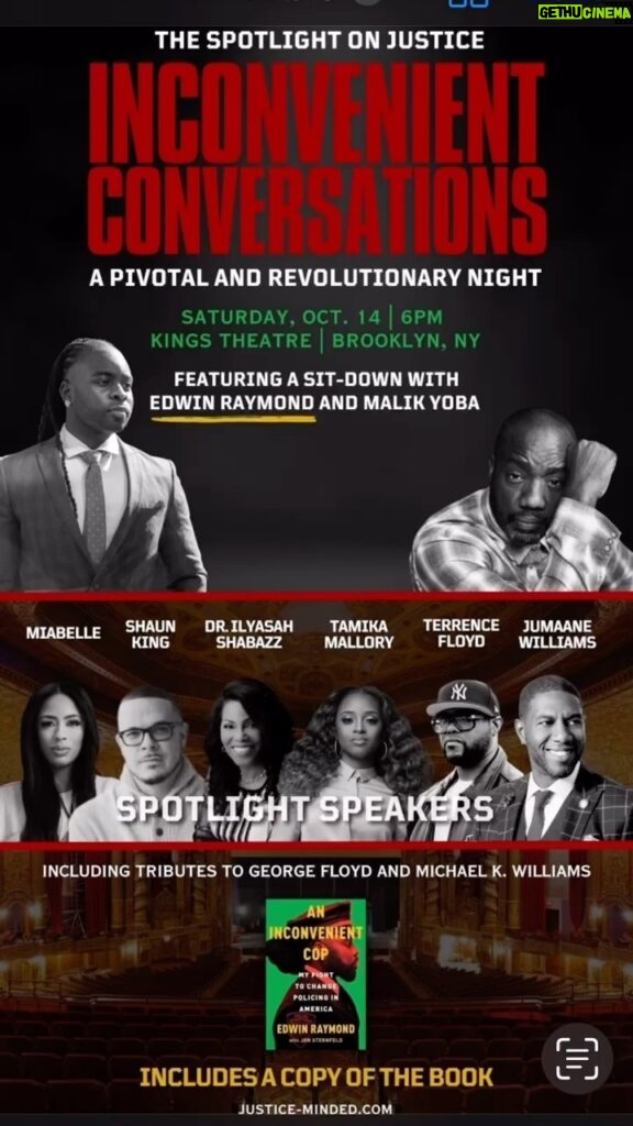 Malik Yoba Instagram - Brooklyn STAND UP!!! We’re on the verge of creating history. Now is the perfect moment for all of us to unite in the historic Kings Theatre @kingsbklyn , within our community, embracing our extended networks, and demonstrating to the world how we express and spread love, the Brooklyn way. Join me and my brother @e.raymond_ and friends for his long awaited “more than your average book launch experience” TOMORROW Saturday, October 14th, doors open at 6pm @kingsbklyn hosted by yours truly. Come be part of a groundbreaking era of activism as we present Inconvenient Conversations, FORREAL. The world is desperately in need of REAL LOVE , accountability and collective responsibility . Now more than ever !