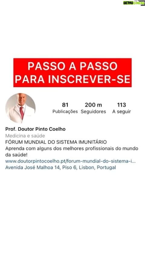 Manuel Pinto Coelho Instagram - Nos dias 20 e 21 de Maio irá ser transmitido em direto o grande Fórum Mundial do Sistema Imunitário com as mais recentes técnicas e nomes da Medicina! Terá a oportunidade de: 👉Aprender com grandes êxitos no mundo da Medicina a nível internacional; 👉Desenvolver competências para aplicar em casos práticos e no seu dia-a-dia; 👉Melhorar a sua saúde e estilo de vida assim como a dos seus. Seja qual for a sua experiência com o sistema imunitário, o Fórum Mundial permite-lhe desenvolver as suas competências e aprender as mais recentes e inovadoras técnicas do mundo da Medicina. Em apenas dois dias, profissionais de grande notoriedade internacional no mundo da saúde irão estar reunidos num único espaço com um único objetivo: Revelar o impacto de várias técnicas e terapêuticas no nosso sistema imunitário. Vamos reunir medicina convencional e suas terapias complementares num único espaço e debater um tema comum quando o objetivo é cuidar da nossa saúde e a dos que nos procuram e rodeiam. Juntamente com mais de 25 oradores de renome, com diferentes formações e percursos profissionais, terá a oportunidade de fazer parte deste evento de formação num ambiente informal e de networking. Participe no Fórum Mundial do Sistema Imunitário no conforto de sua casa, faça a sua inscrição com preço especial seguindo o passo a passo do vídeo. #immunity #immunesystem #forum #sistemaimunologico #sistemaimune #debate #networking #medicine #tnc #terapiascomplementares ##immunity