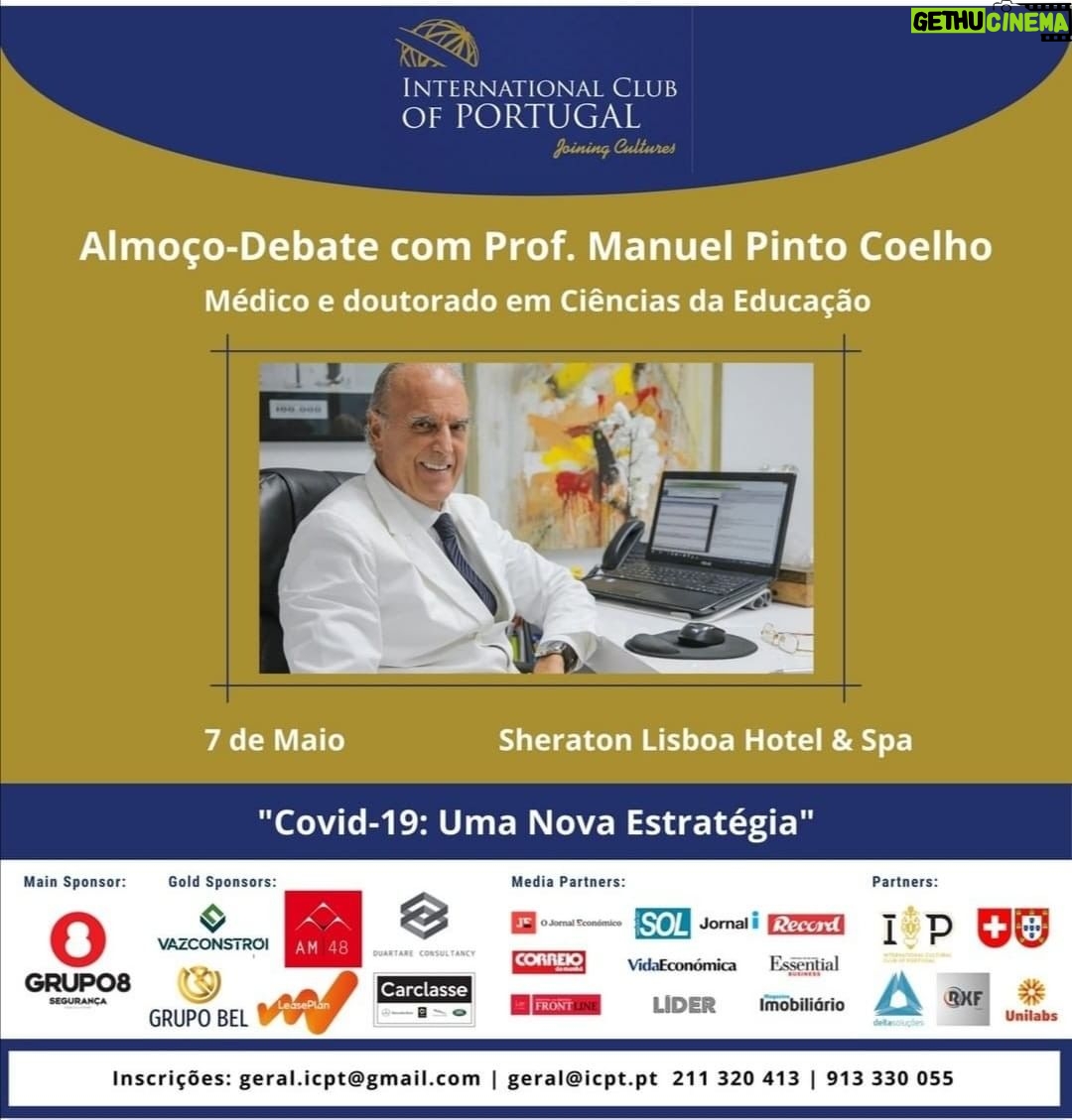 Manuel Pinto Coelho Instagram - Já se inscreveu? Assista ao Almoço-Debate com o International Club of Portugal "Covid-19: Uma nova estratégia" dia 7 de Maio no Sheraton Lisboa Hotel & Spa. Envie um email para geral.icpt@gmail.com ou para geral@icpt.pt #InternationalClubofPortugal #doutorpintocoelho #covid19 #covid #pandemia #saude #bemestar