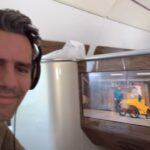 Marc Priestley Instagram - Look at these clowns on the inflight TV!