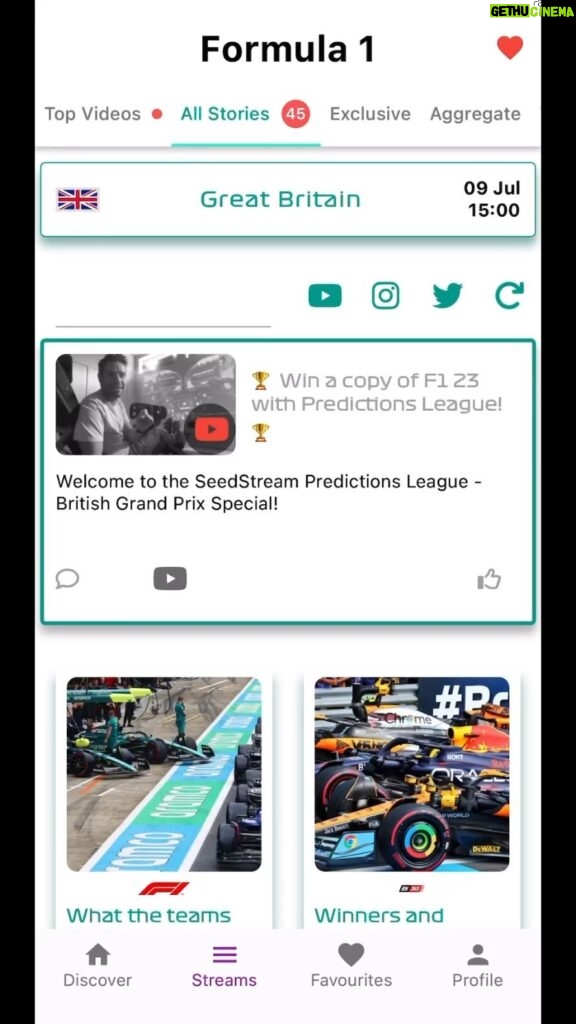 Marc Priestley Instagram - It’s always worth downloading our free #SeedStream #F1 app as it’s pretty awesome, but this week you could win a copy of the official #F123 game too. So do it before the #BritishGP. Link in my Stories.👍 http://onelink.to/seedstream