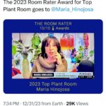 Maria Hinojosa Instagram - Ok I love this!!!! Waking up to this news is just delicious. This means a lot because I take care of them and make time in a meditative space to love my plants. And water them. It’s a pause that I enjoy that gives me life. Thank you!!! 🌱 🪴🌱🍀🪴🪻🌱🪴@roomrater