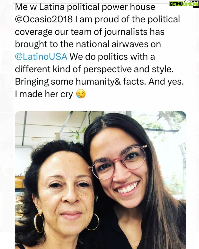 Maria Hinojosa Instagram - Throwback to 2018 @latinousa archives. This was my first interview with @aoc but know that I’m working on getting my 4th intvu. Let’s hope @aoc says yes!