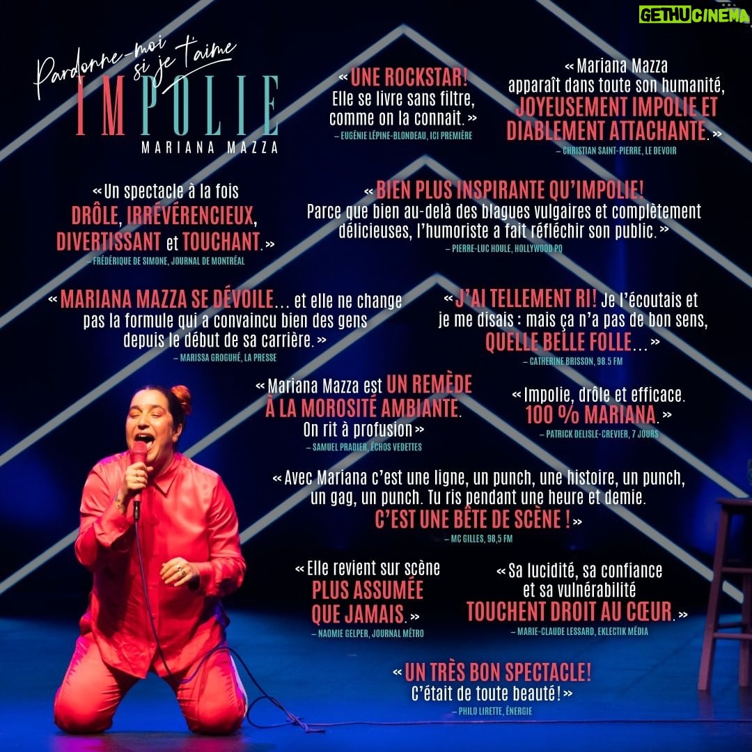 Mariana Mazza Instagram - Merci tellement à tout le monde pour ces deux soirs de première exceptionnels! J'ai vraiment eu du fun, comme chaque soir que je vous présente mon show. Pour voir mon nouveau show : marianamazza.com/spectacles