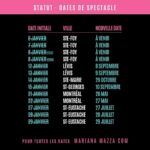 Mariana Mazza Instagram - Comme promis, voici les détails de tous mes spectacles de janvier et février. Certaines dates ne sont pas encore confirmées mais elles le seront très bientôt. Je vous tiens au courant quand j’aurai les dates de report manquantes. S’il y a quoi que ce soit, communiquez directement avec les billetteries des salles, mais j’espère sincèrement que vous serez encore au rendez-vous malgré les changements. J’ai tellement hâte de vous retrouver!