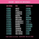 Mariana Mazza Instagram - Comme promis, voici les détails de tous mes spectacles de janvier et février. Certaines dates ne sont pas encore confirmées mais elles le seront très bientôt. Je vous tiens au courant quand j’aurai les dates de report manquantes. S’il y a quoi que ce soit, communiquez directement avec les billetteries des salles, mais j’espère sincèrement que vous serez encore au rendez-vous malgré les changements. J’ai tellement hâte de vous retrouver!