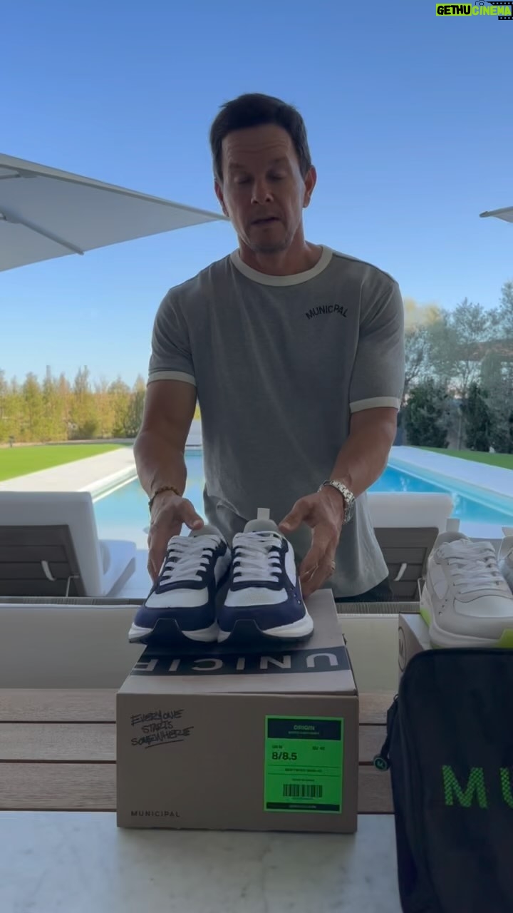 Mark Wahlberg Instagram - New brand ambassador announcement!!😎 and the wait is over! The sneakers are available Tuesday @municipal 🔥📈👟🥳😘 www.municipal.com #MunicipalPartner