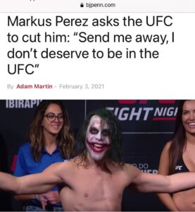 Markus Perez Instagram - “HEY UFC... SEND ME AWAY” I NEED TO LEAVE TO RESTART FROM 0 ... IF I AM A TRUE CHAMPION ... I WILL PROVE IT. “THE WORLD WILL UNDERSTAND WHO I AM.” @ufc @ufcnewsalerts @ufc_brasil @mickmaynard2 @alexdavismma @bjpenn @mmajunkiedotcom @mmahoje @ag.fight @danawhite Ilha Da Rainha Da Morte