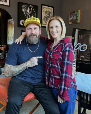 Marlee Matlin Instagram - At it again with my brilliant and dear friend @lukewessman…perseverance..four of my kids birth flower in a bunch…and Angel wings in memory of my mother and father. #libby #donald @bikeshedmotoco 🤟🏼 #notstoppinghere #14 #yesithurtalot #worthit
