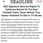 Marlee Matlin Instagram - I am so excited to be part of another amazing story of our community and to be reunited with my CODA costar and fellow Oscar winner, @troykotsur along with a fantastic group of producers, writers, ABC Signature and @disneyplus. #GoCubs #CSDR