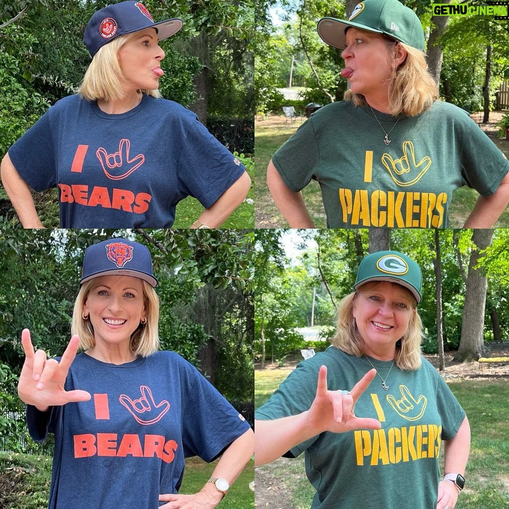 Marlee Matlin Instagram - Bears VS Packers! Who do you think Iβm rooting for?? DA BEARS! Loving my @lovesign.asl shirt! @alexis.kashar @nfl #chicagogirlforever @chicagobears π€πΌπ€πΌπ€πΌ @thewendyadams3 #bestfriend