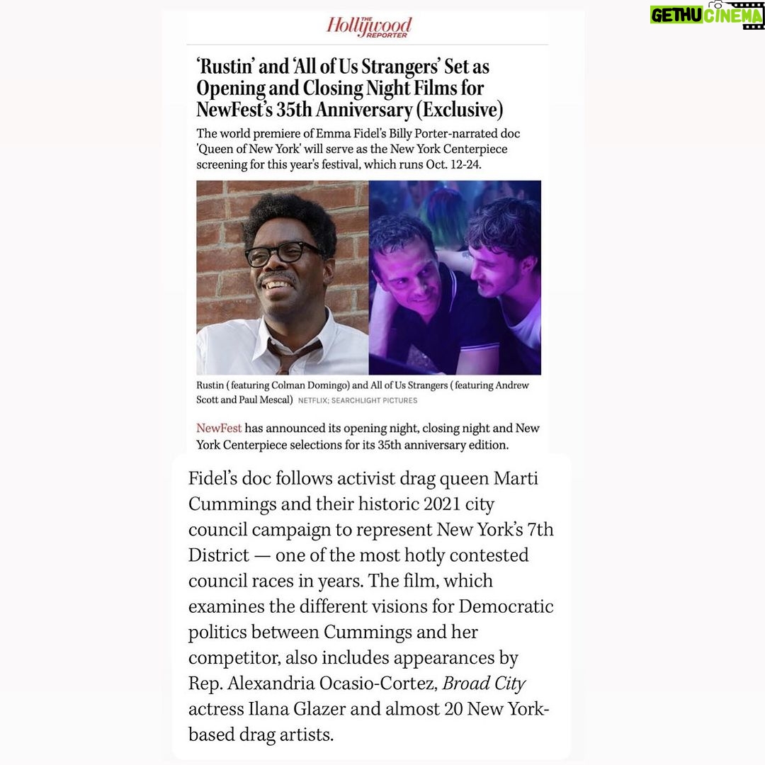 Marti Gould Cummings Instagram - Queen of New York will premier at @newfest - this documentary follows our campaign for city council but the underlying message is about the fight for equity, inclusion, & justice. I'm so proud that this film shows so many queer people engaging in local politics, many for the first time! Over 20 drag Artist are featured with narration by @theebillyporter