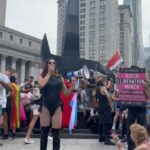 Marti Gould Cummings Instagram - It was a true honor to speak at @queermarch on Sunday. Our TGNB2S community is under attack and we must fight back #pride #transrights #queer #queerpride #lgbt #lgbtq #transrightsarehumanrights #pridemonth #dragqueen