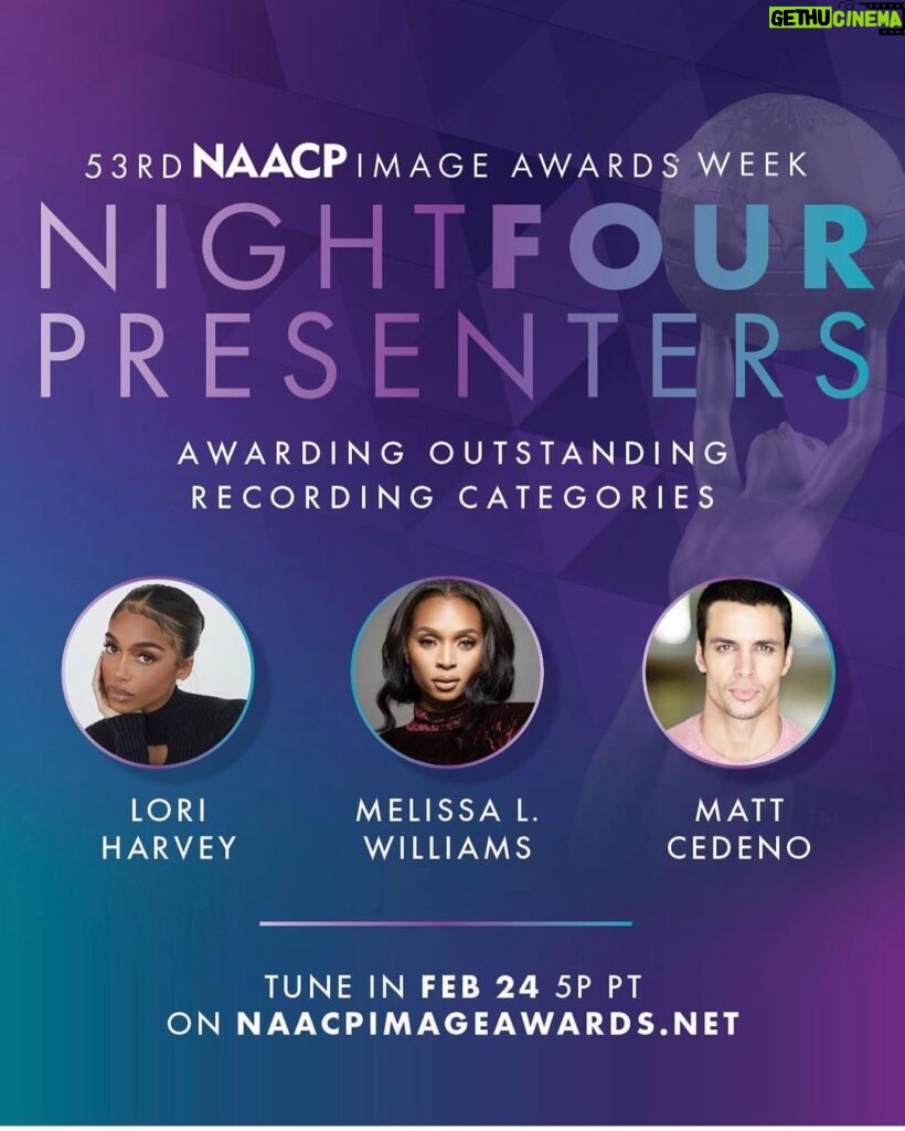Matt Cedeño Instagram - Had some fun presenting for the @naacpimageawards with #Ruthless costar @melissa.l.williams! Check it out tonight @5pm PST Los Angeles, California