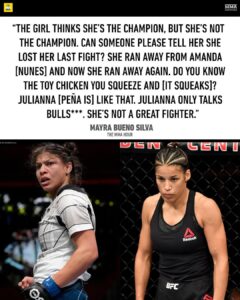 Mayra Bueno Silva Instagram - Mayra Bueno Silva calls Julianna Peña a “noise chicken” 😬 #TheMMAHour