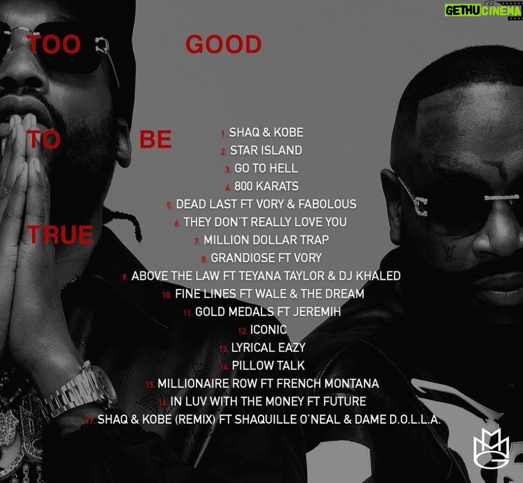 Meek Mill Instagram - @richforever and @meekmill are putting a lot of points on the board with this one! 🏆 Pre-add 'Too Good To Be True' now at the link in bio.