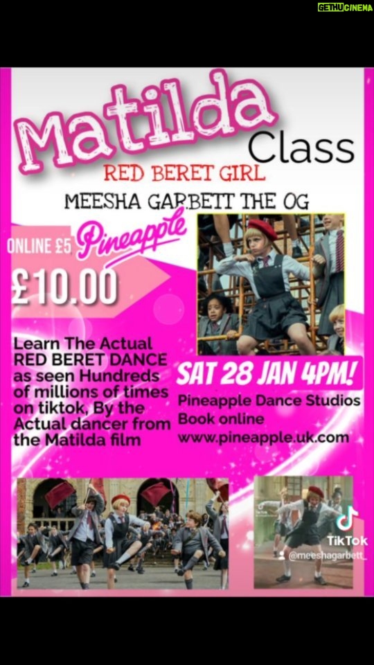 Meesha Garbett Instagram - As the last class was sold out. Doing 1 final one so that everyone gets a chance. you can book the zoom online class anywhere in the world this Saturday 28th Jan 4pm Book on www.pineapple.uk.com 🍍 🍍 🍍 🍍 🍍 🍍 🍍 🍍 #pineappledancestudios #matildathemusical #matilda #matildamovie #redberetgirl #meeshagarbett