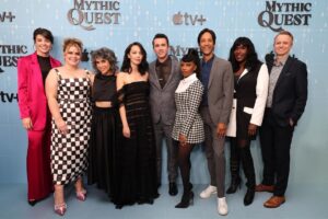 Megan Ganz Instagram - We premiered! Mythic Quest season 3 is out right now on @appletvplus. 🎮⚔️

Hair by @chrisohny_mgmt 
Face by @jessica.ahn