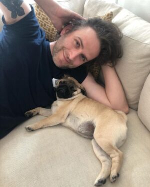 Megan Ganz Instagram - Happy 8 Year Anniversary to my favorite husband, pictured here snuggling with my favorite ham hock. 🥰 I love you both the most!