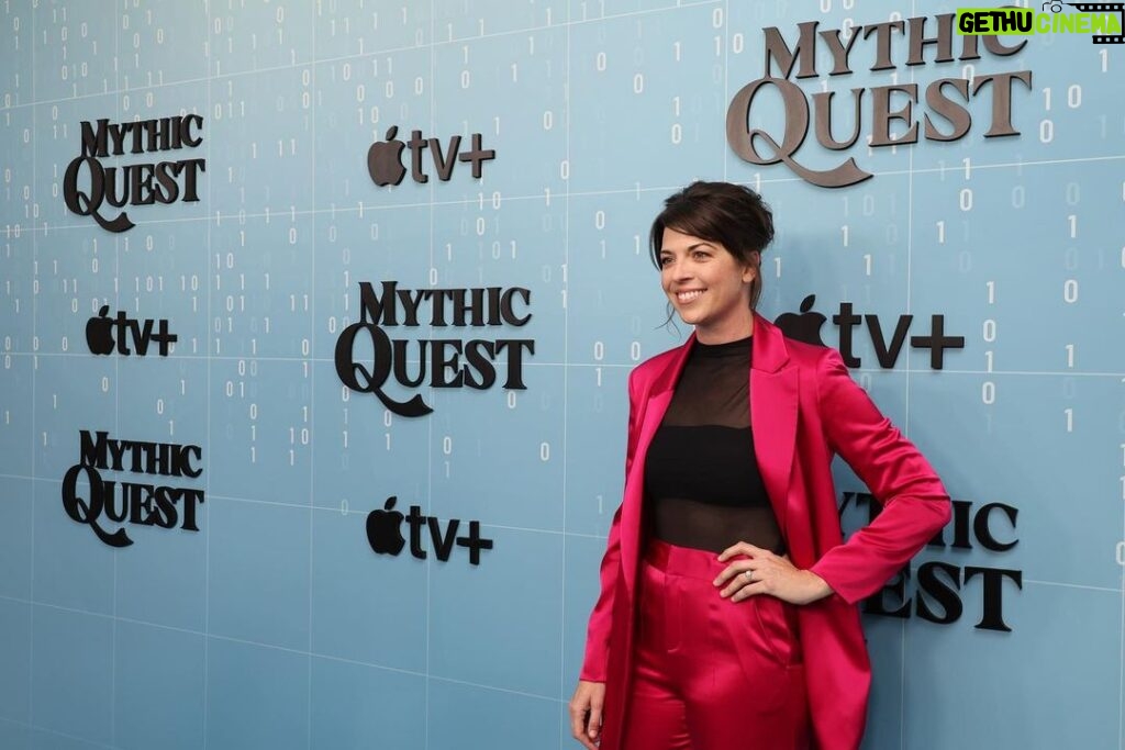 Megan Ganz Instagram - We premiered! Mythic Quest season 3 is out right now on @appletvplus. 🎮⚔️ Hair by @chrisohny_mgmt Face by @jessica.ahn