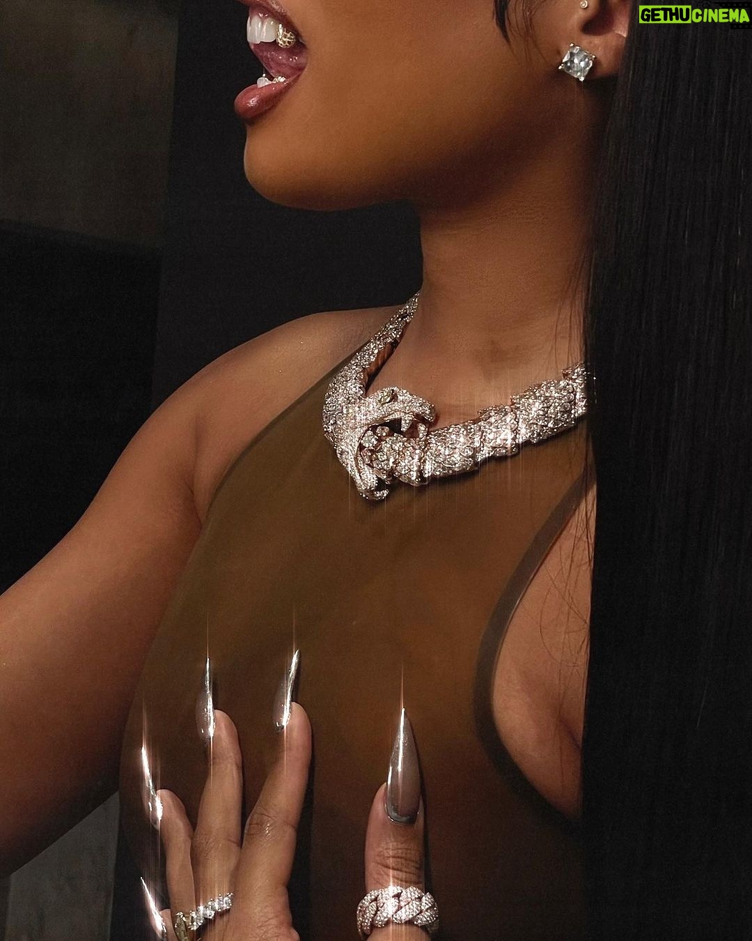 Megan Thee Stallion Instagram - Me and my jeweler come up with THEE BEST chain designs 🤷🏽♀️ I tell him exactly what i want and he kills it EVERYTIME!!! I think this might be my favorite piece i have right now 😍 I wonder what ill get next 🫣 #COBRA 🐍🐍🐍🔥🔥🔥