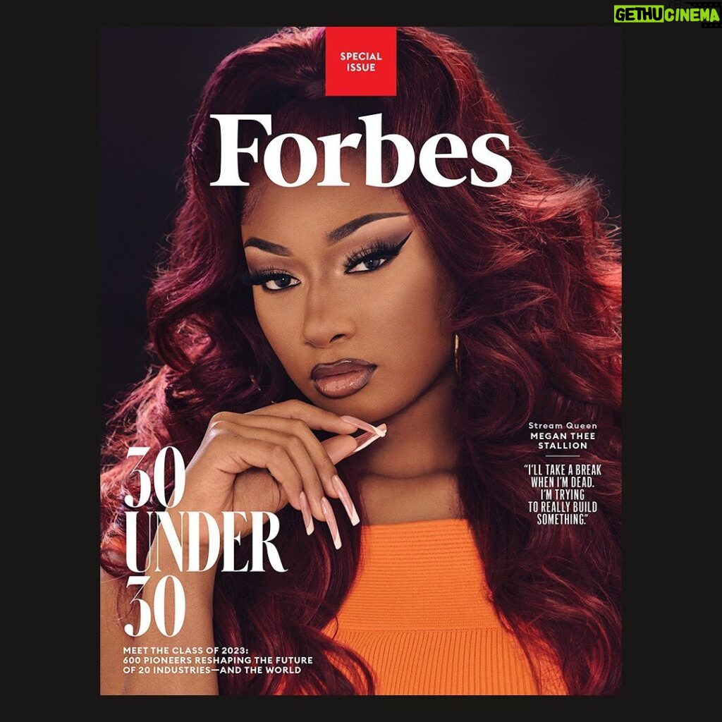 Megan Thee Stallion Instagram - First BLACK WOMAN on thee cover of @forbes 30 under 30 🔥 real hotgirl shit 💵💵 see you soon hotties love yall