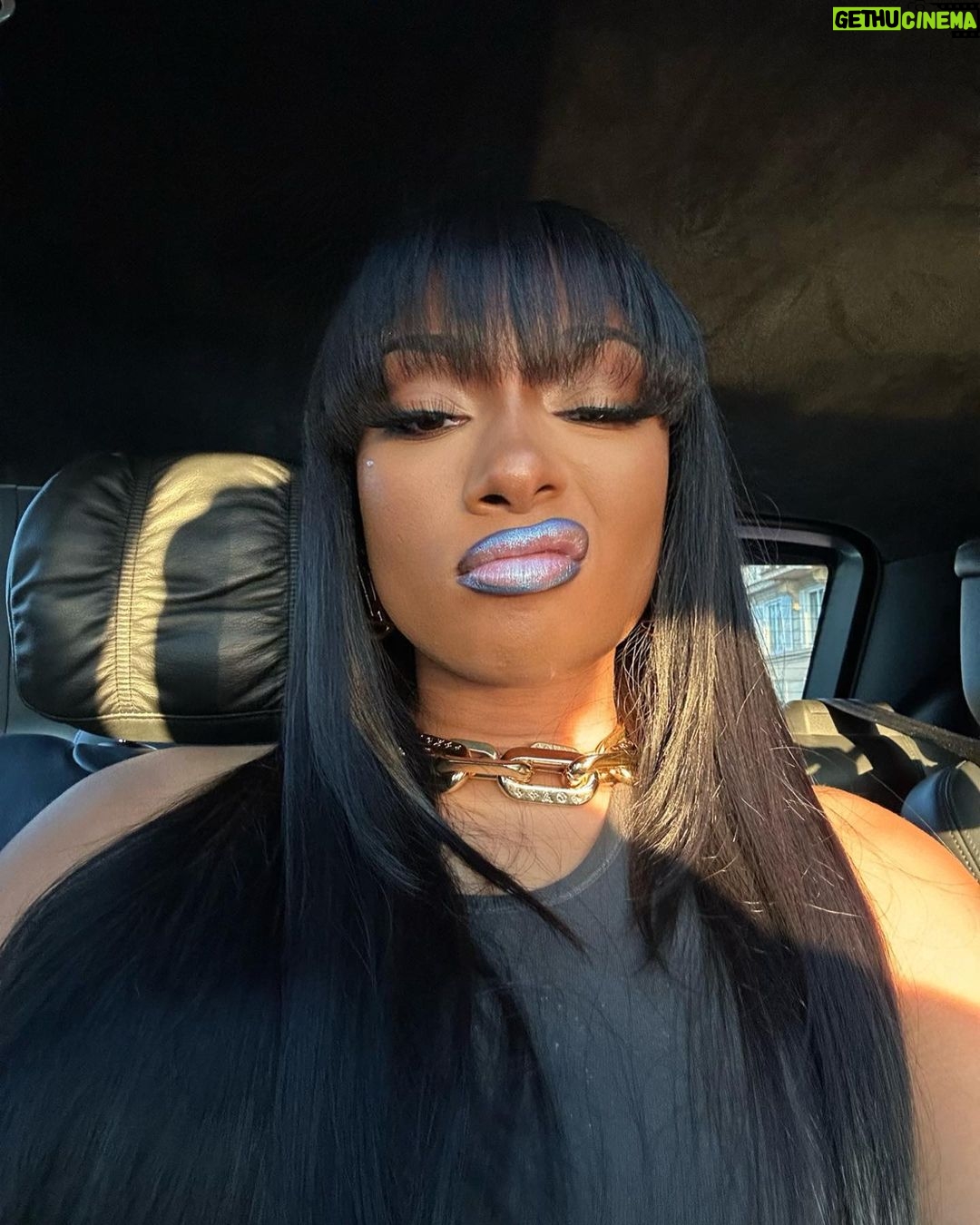 Megan Thee Stallion Instagram - Did a lil blueberry lip for the LV Fashion show 🫐🫐🫐 @revlon