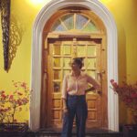 Megha Thomas Instagram - Every day you have a choice - Stay the same ☕️or Change🥂. 📸- bae♥️ @sharon_augustine14 #chillday #somewhere #olddoor #yellow #bougainvillea
