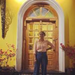 Megha Thomas Instagram - Every day you have a choice - Stay the same ☕️or Change🥂. 📸- bae♥️ @sharon_augustine14 #chillday #somewhere #olddoor #yellow #bougainvillea