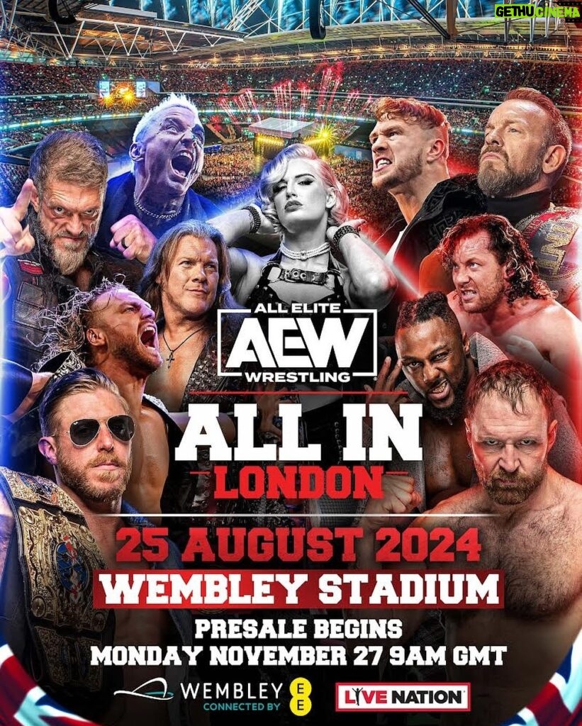 Melissa Cervantes Instagram - Excited for #AEWAllIn London on sale week. If you preregistered or are an AEW VIP check your email for a unique code to buy tix TOMORROW, 11/27 before everyone else. General on sale is Friday 12/1 @ 9A GMT. Be part of history @wembleystadium. For tix visit ticketmaster.co.uk