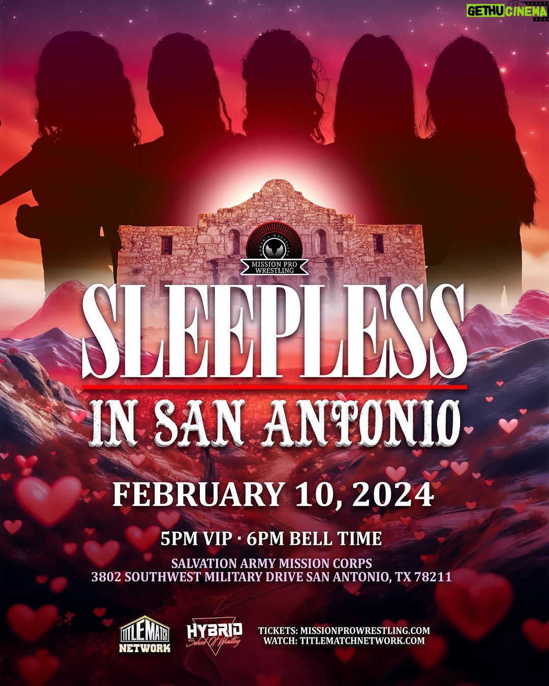 Melissa Cervantes Instagram - ❤️ SHOW ANNOUNCEMENT ❤️ SAVE THE DATE for the FIRST MISSION PRO SHOW of 2024!!! FEBRUARY 10 #MPWSleeplessinSanAntonio Location: Salvation Army Mission Corps, San Antonio VIP Seats available! Wrestlers & Match announcements coming soon!!!! 🎟️: MissionProWrestling.com 📺: @titlematchnetwork