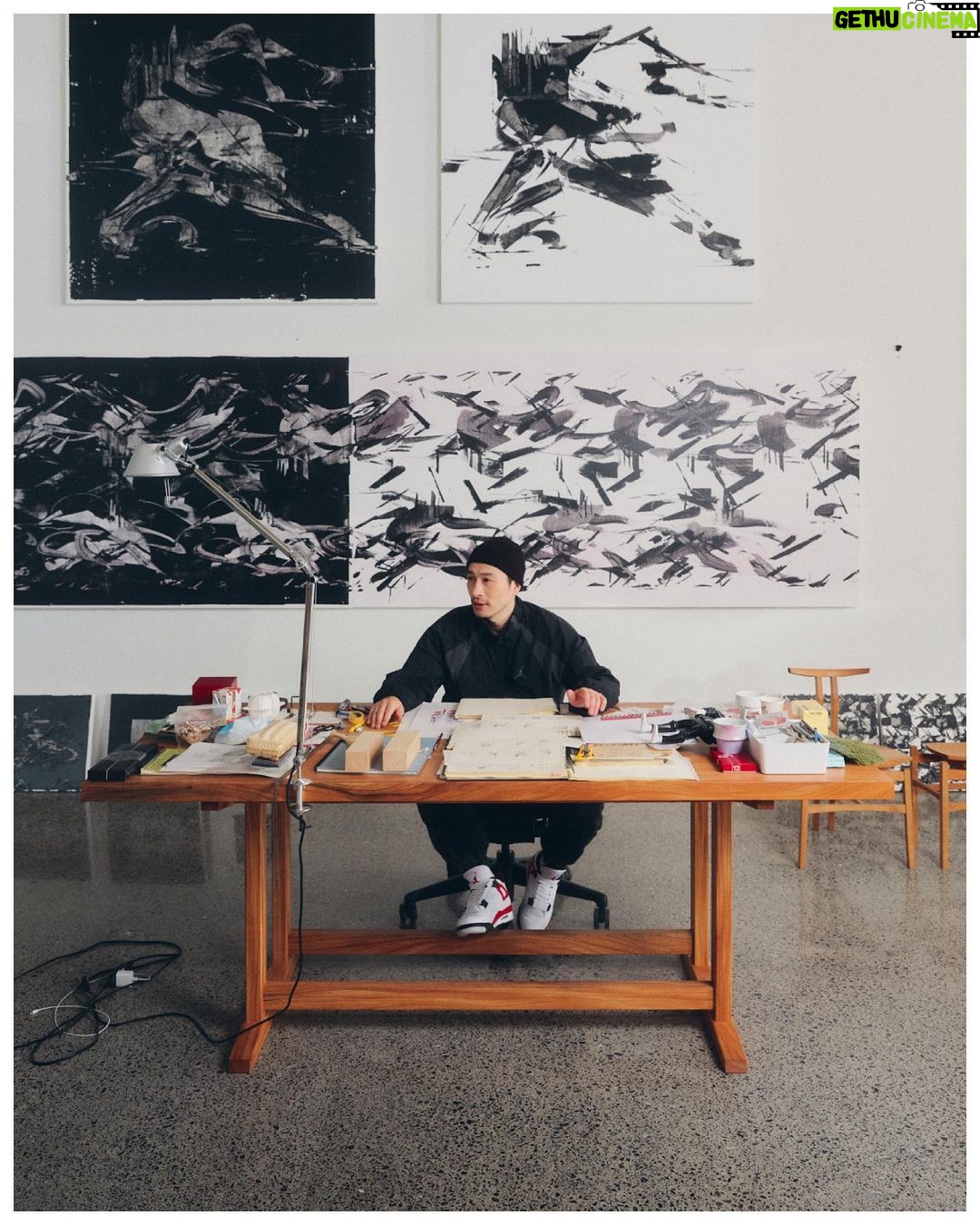Michael Jordan Instagram - "The fear of being different or going too far can be limiting. But that would be such a waste, so I try not to let those limits affect me,” says @takuobata. The Japanese artist, known for his wooden sculptures, is on a constant quest to incorporate shape, space, gravity and movement into his work, fearlessly outdoing himself every time. Seen wearing the AJ 4 ‘Red Cement,’ launching globally on 9.16.