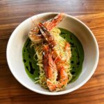 Michael Voltaggio Instagram - shrimp scampi and house made spaghetti limone, parsley-butter emulsion, garlic crumbs, bout to hit the @vulcaniamammoth menu before you pull up this weekend…